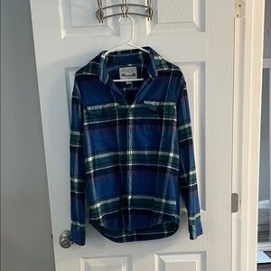 American Eagle Outfitters Blue Plaid Casual Button Down Shirt